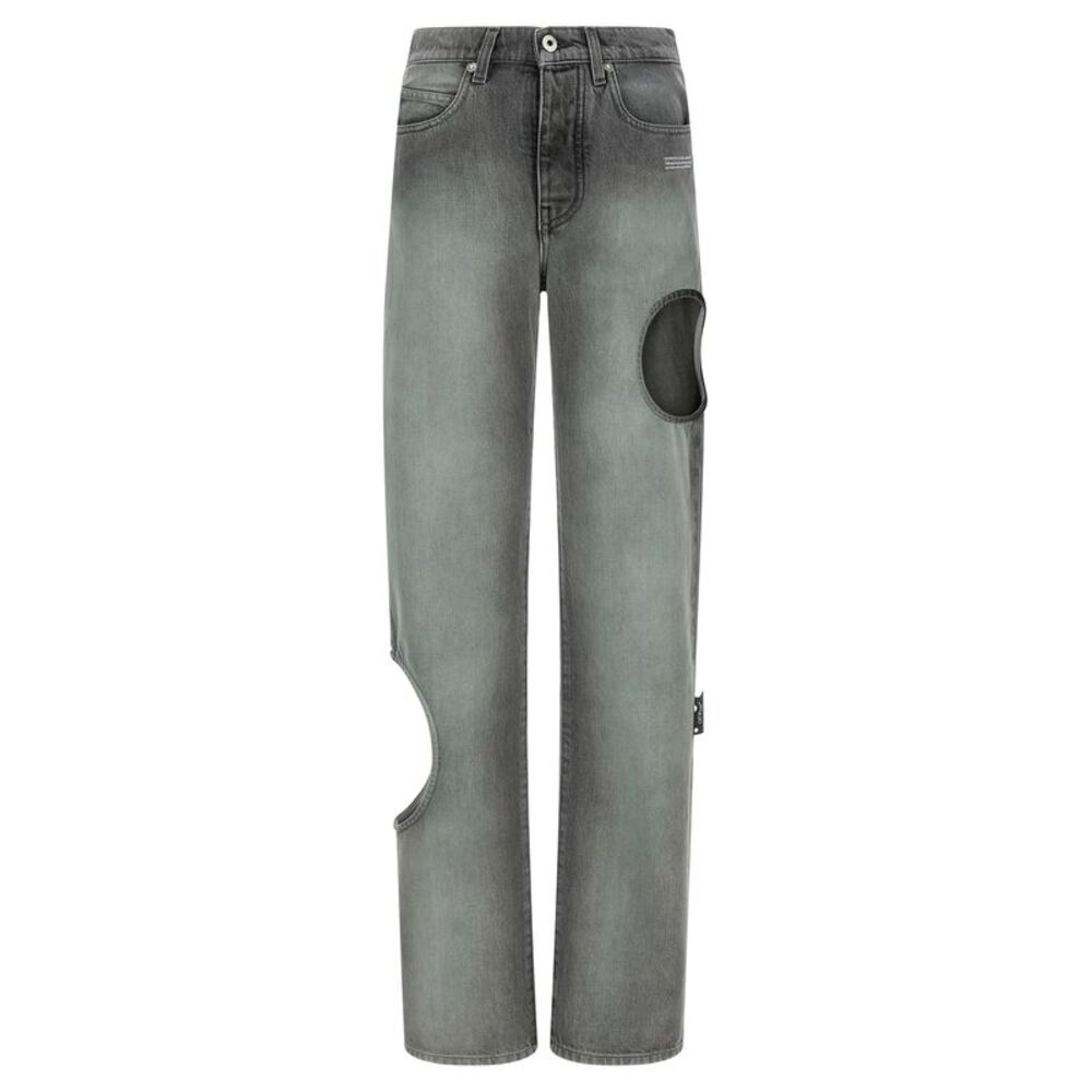 Off-White Gray Cotton Straight-Leg Women's Jeans
